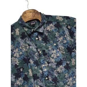 Patagonia Size XXL Men Hemp Hawaiian Floral Button Up Shirt